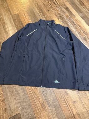 adidas Navy Full-Zip Performance Jacket with Reflective Piping